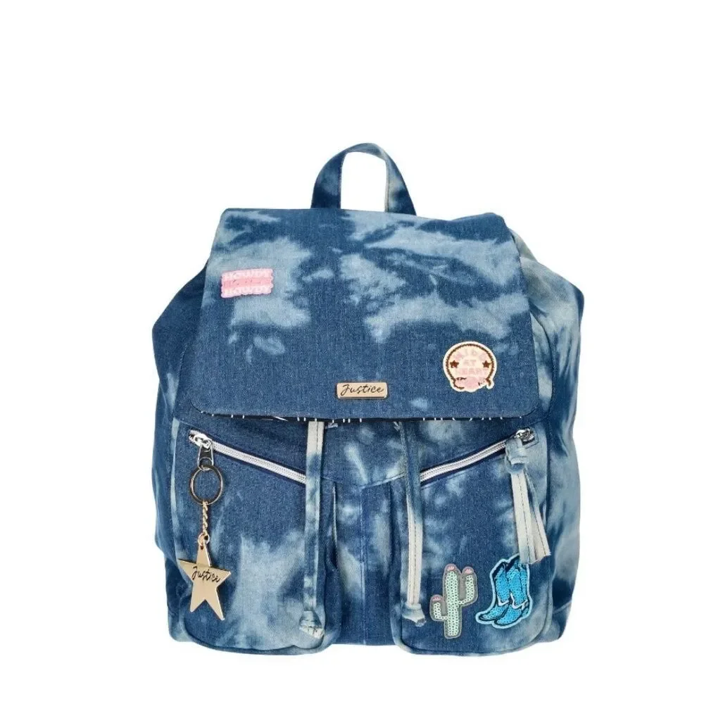 Girls Justice Denim Rucksack Backpack Bag Blue